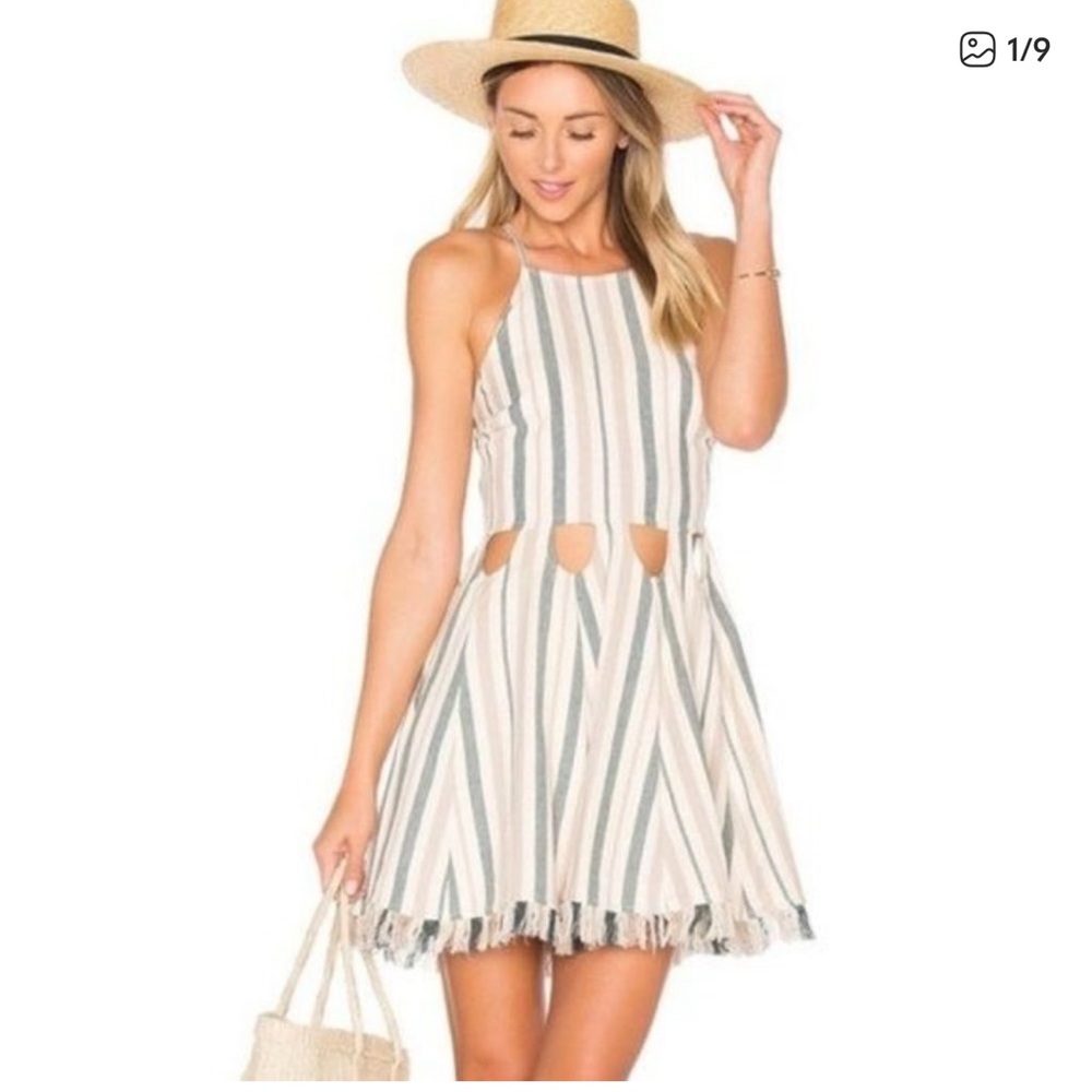Revolve Tularosa Helix Dress Striped Cross Back Halter Neck Drewe